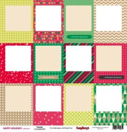 Papier do scrapbookingu dwustronny 30,5 x 30,5 cm HAPPY HOLIDAYS 9 szt. ScrapBerry`s